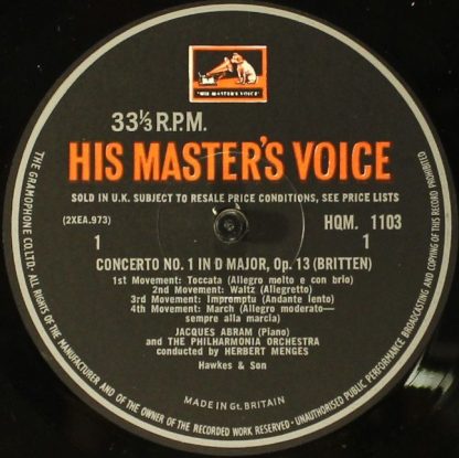 EMI HQM 1103 - Piano Concerto Nr.1 / Piano Concerto - Image 3