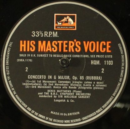 EMI HQM 1103 - Piano Concerto Nr.1 / Piano Concerto - Image 4