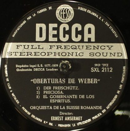 DECCA SXL 2112 - Overtures - Image 3