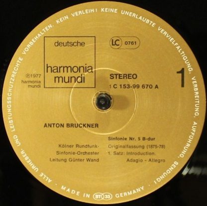 Deutsche Harmonia Mundi 1C 153-99 670/71 - Sinfonie Nr. 5 B-Dur - Image 7