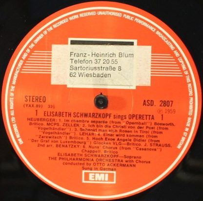 His Master's Voice ASD 2807 - Elisabeth Schwarzkopf Sings Operet - Image 3