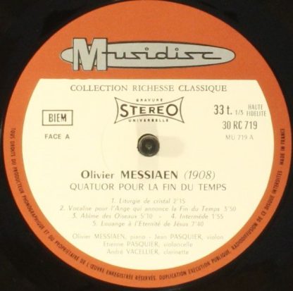 Musidisc 30 RC 719 - Quatuor Pour La Fin Du Temps - Image 4