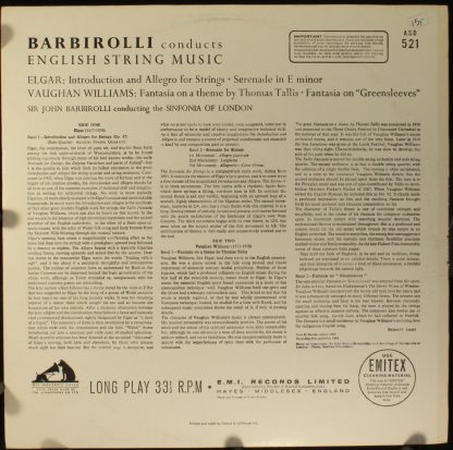 His Master's Voice ASD 521 - Barbirolli Conducts English String - Image 2