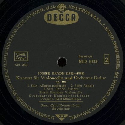 DECCA MD 1003 - Haydn Cellokonzert D-dur, Boccherini Cellokonzer - Image 4