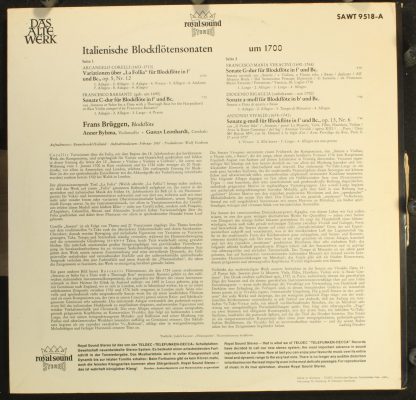 Telefunken SAWT 9518-A - Italienische Blockflötensonaten Um 1700 - Image 2