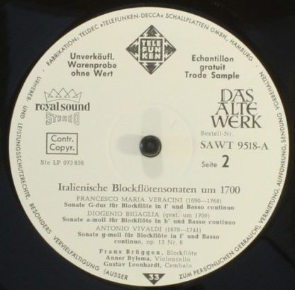 Telefunken SAWT 9518-A - Italienische Blockflötensonaten Um 1700 - Image 4