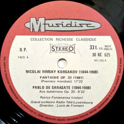 Musidisc 30 RC 625 - Fantaisie Op. 33 (1ere Mondiale) / Airs Boh - Image 3