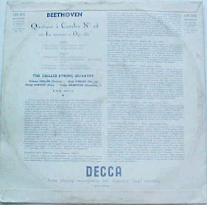 DECCA LXT 2573 - Beethoven: String Quartet No. 15 In A Minor, OP - Image 2