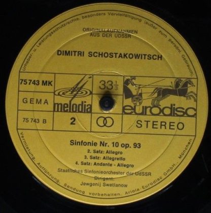 Eurodisc 75 743 KK - Symphony No. 10 In E Minor (Op. 93) - Image 4