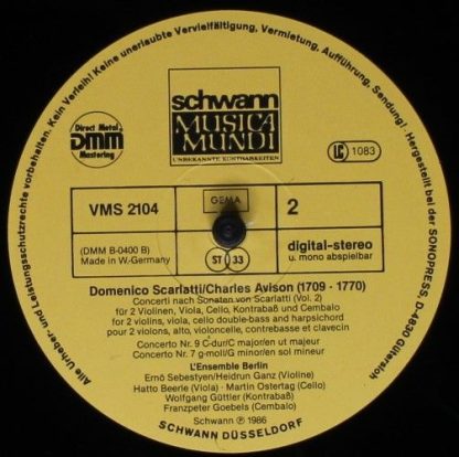 Schwann Musica Mundi VMS 2104 - Concerti Nach Scarlatti-Sonaten - Image 4