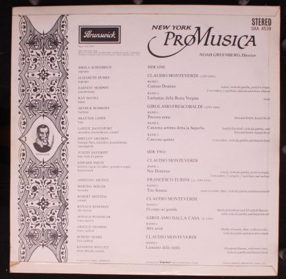 Brunswick SXA 4539 - Early Baroque Music Of Italy - Image 2