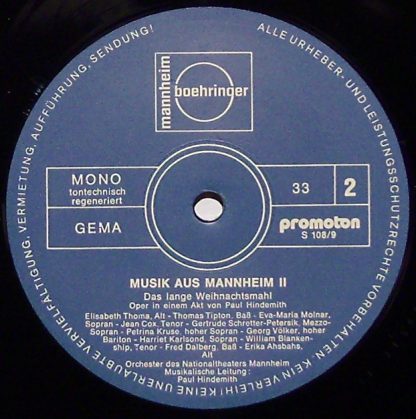 Boehringer Mannheim S 108/9 - Musik Aus Mannheim II - Image 3