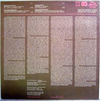 Supraphon 1410 2734 - Anaklasis / Mi-Parti / Elegeia / The Awake - Image 2