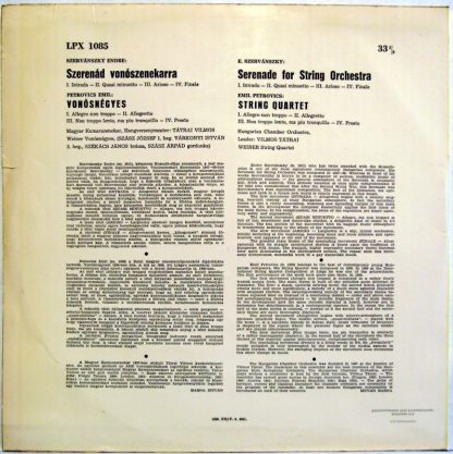 Qualiton LPX 1085 - Serenade For String Orchestra - Image 3