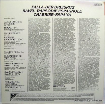 EMI 1C 067-03 799 T - Der Dreispitz (Suiten Nr. 1 & 2) / Rapsodi - Image 2