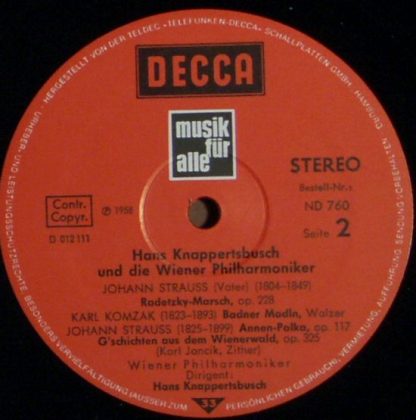DECCA ND 760 - Hans Knappertsbusch Und Die Wiener Philharmoniker - Image 3