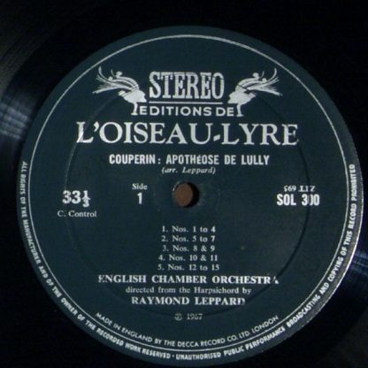L'Oiseau-Lyre SOL 300 - Apothéose De Lully / Suite From The Oper - Image 3