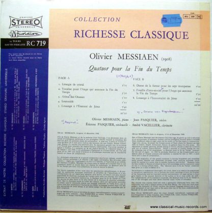 Musidisc 30 RC 719 - Quatuor Pour La Fin Du Temps - Image 2