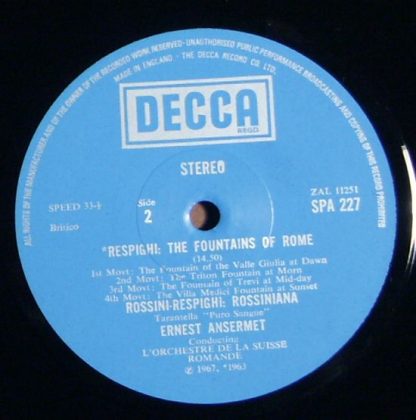 DECCA SPA 227 - The Pines Of Rome / The Fountains Of Rome - Image 2