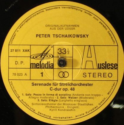 Eurodisc 27811 XAK - Serenade Für Streicher / Valse Mélancolique - Image 3