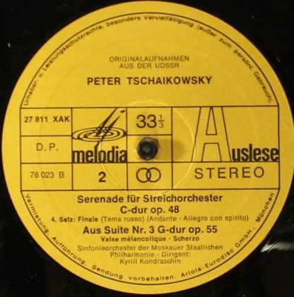 Eurodisc 27811 XAK - Serenade Für Streicher / Valse Mélancolique - Image 4