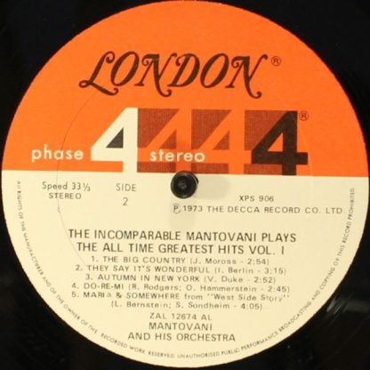 London Records XPS 906 - The Incomparable Mantovani Plays The Al - Image 6