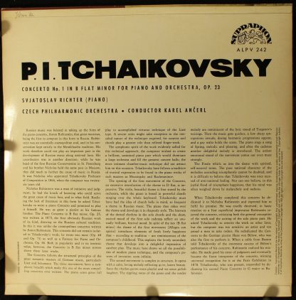 Supraphon ALPV 242 - Concerto No. 1 In B Flat Minor For Piano An - Image 2