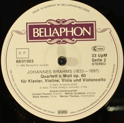 Bellaphon 68 01 003 - Klavierquartett Nr. 1 C-Moll Op. 15 / Klav - Image 5
