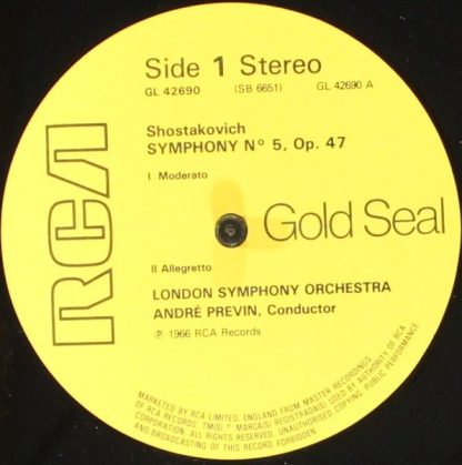 RCA Gold Seal GL 42690 - Symphony No. 5, Op. 47 - Image 3