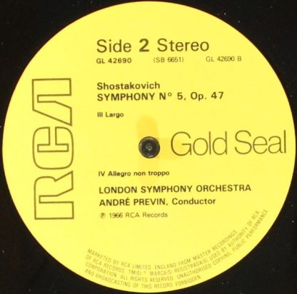 RCA Gold Seal GL 42690 - Symphony No. 5, Op. 47 - Image 4