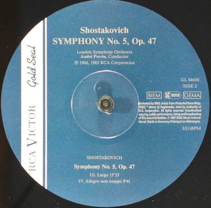 RCA Gold Seal GL 84630 - Symphony No. 5, Op. 47 - Image 4