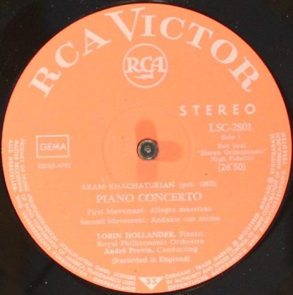 RCA Red Seal LSC 2801 - Piano Concerto / Scherzo Fantasque - Image 3