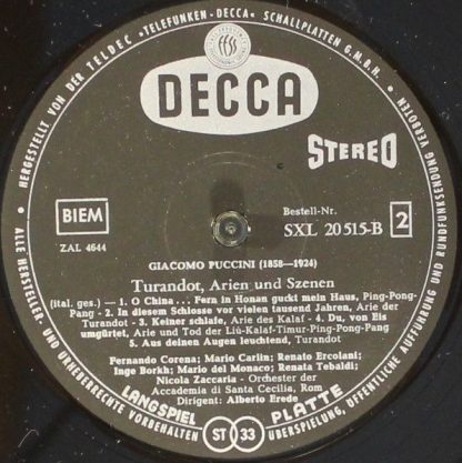 DECCA SXL 20 515-B - Turandot - Arien und Szenen - Image 3
