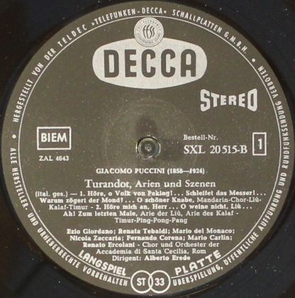 DECCA SXL 20 515-B - Turandot - Arien und Szenen - Image 4