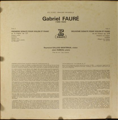 Erato STU 70553 - Les Deux Sonates Pour Violon & Piano - Image 3