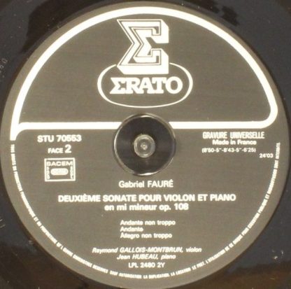 Erato STU 70553 - Les Deux Sonates Pour Violon & Piano - Image 5