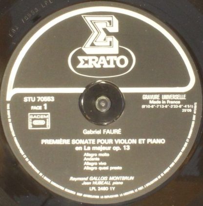Erato STU 70553 - Les Deux Sonates Pour Violon & Piano - Image 6