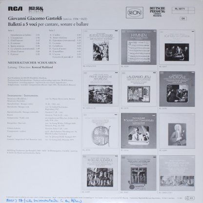 RCA Red Seal RL 30771 - Balletti A 5 Voci (Per Cantare, Sonare E - Image 2