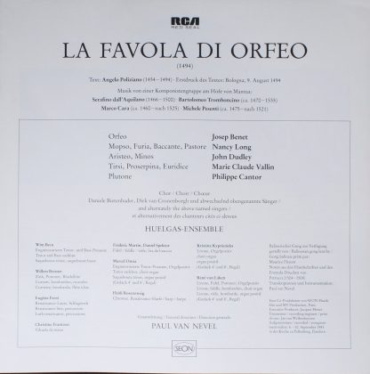 RCA RL 30856 - La Favola Di Orfeo (1494) - Image 3