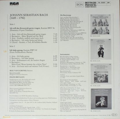 RCA RL 30387 - Kantaten "Kreuzstab" (BWV 56) & "Ich Habe Genug" - Image 2