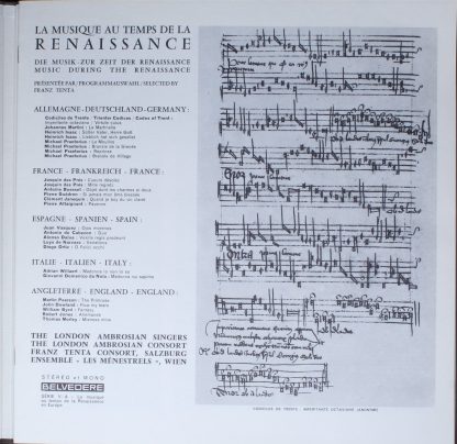 Belvedere ELY 0501 - La Musique Au Temps De La Renaissance En Al - Image 3