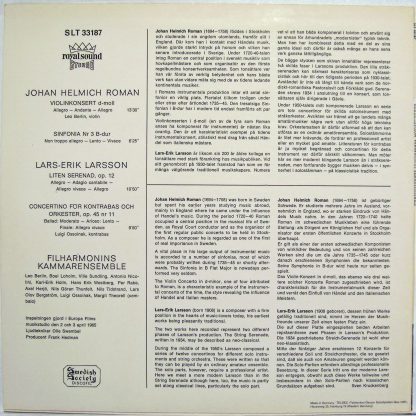 Swedish Society Discofil SLT 33187 - Violinkonsert, Sinfonia Nr. - Image 2