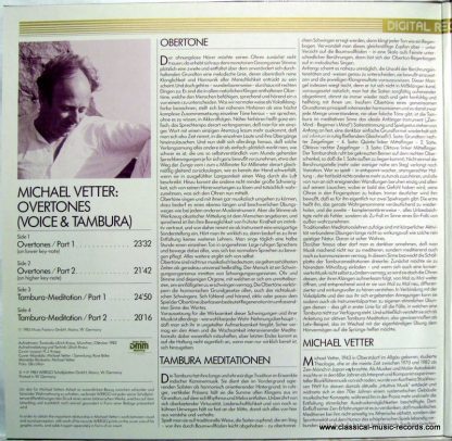 WERGO SM 1038/39 - Overtones (Voice & Tambura) - Image 2