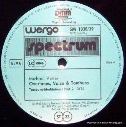 WERGO SM 1038/39 - Overtones (Voice & Tambura) - Image 3