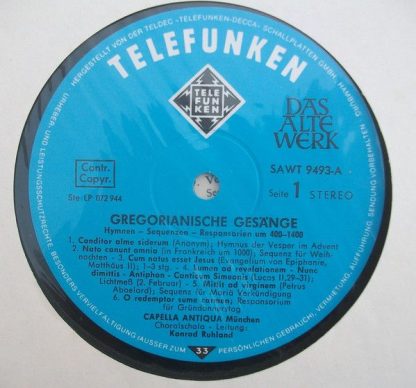Telefunken SAWT 9493-A - Gregorianische Gesange - Hymnen - Seque - Image 3