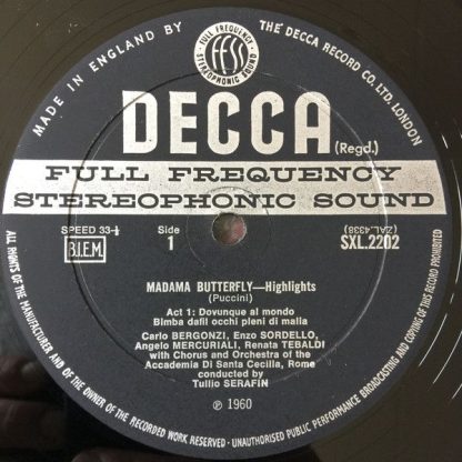 DECCA SXL 2202 - Madama Butterfly Highlights - Image 3