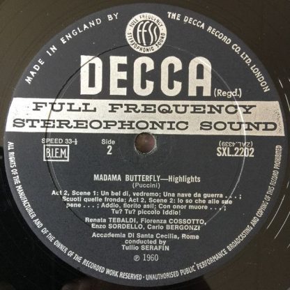 DECCA SXL 2202 - Madama Butterfly Highlights - Image 4