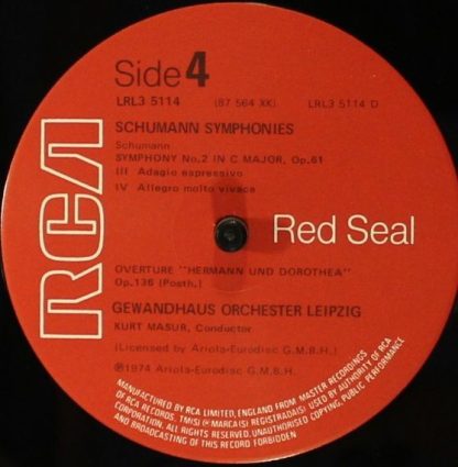 RCA LRL3 5114 - Schumann: The Four Symphonies - Image 5