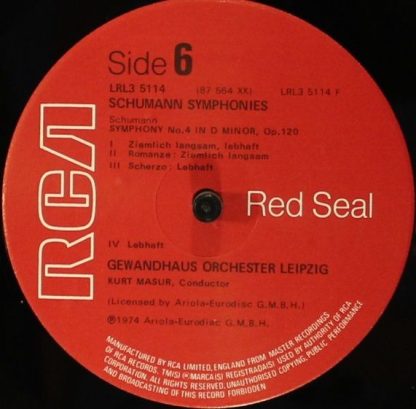 RCA LRL3 5114 - Schumann: The Four Symphonies - Image 7