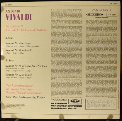 Vanguard KS 20007 - La Cetra Op.9, Konzerte Für Violine Und Orch - Image 2